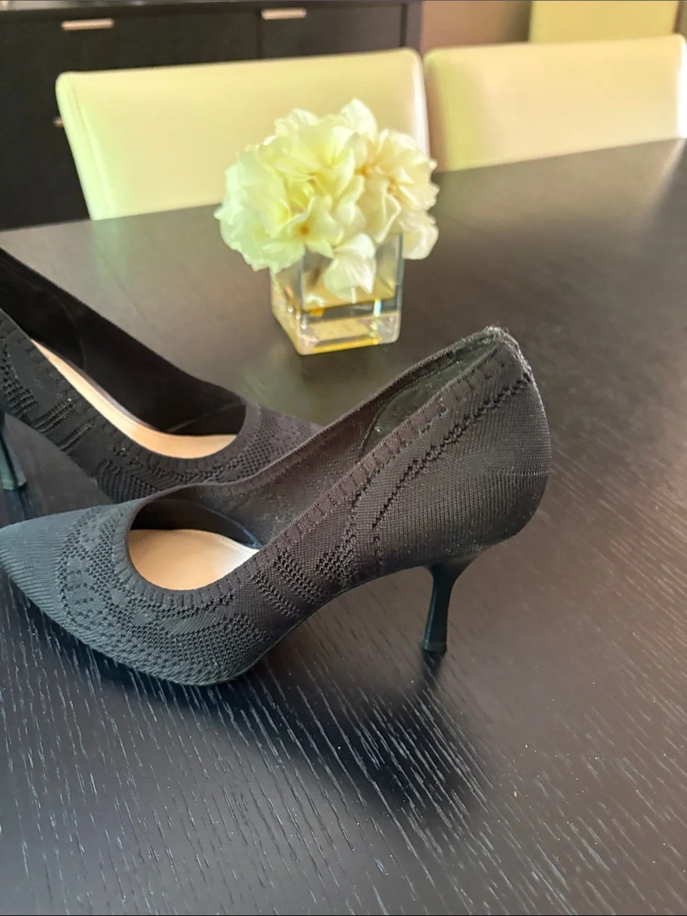 Vince Camuto Black Pointed Knit Stiletto Pumps